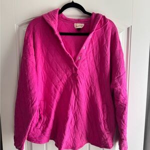 Universal Thread Fuchsia Quilted Hoodie 2X Pink Button Front Sweatshirt